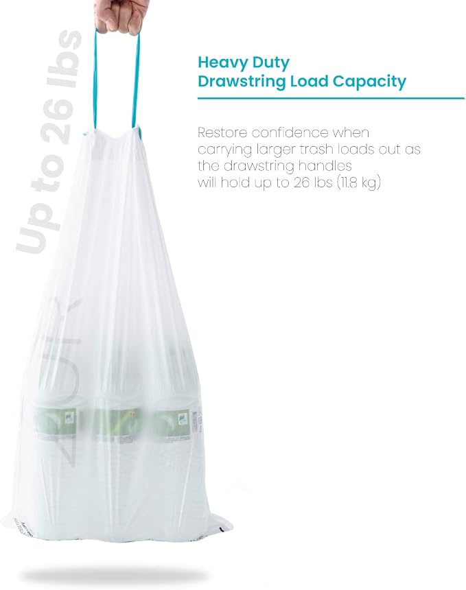 Home Zone Living 5.3 Gallon Kitchen Trash Bags with Drawstring Handles, Heavy Duty Custom Fit Design for 20 Liter Dual Recycling Liners, Code 20R, 60-Count - Image 5
