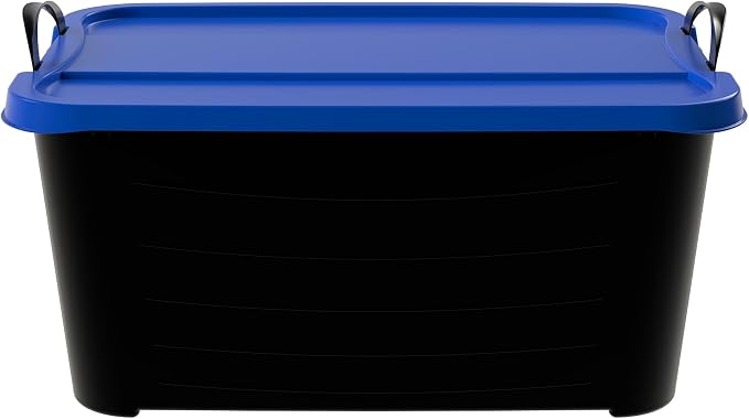 Life Story 6 Pack Heavy Duty Stackable Storage Bin, 55 Quart Home Organizer, Versatile Lightweight Locking Bins with Carrying Handles, Black/Blue - Image 7