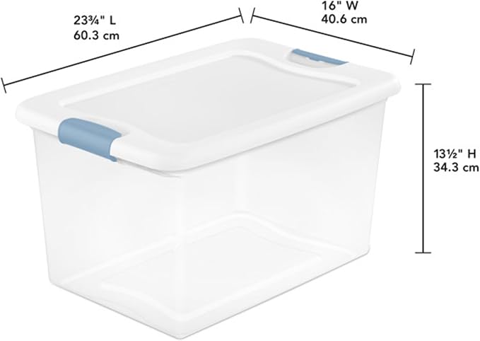 Sterilite 30-Pack Latching Box, Under Bed Storage Bins with Lids, Clear Plastic, 64 Quart - Heavy-Duty Organizing Containers for Closet, Bathroom, and Office - Image 2