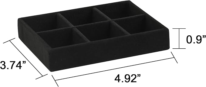 Frebeauty Small Jewelry Tray Set,Stackable Velvet Jewelry Organizer Tray,Mini Jewelry Drawer Organizer,Drawer Inserts,4.92 x 3.74 x 0.9 Inches,Earring Organizer for Women(Set 9,Black) - Image 3