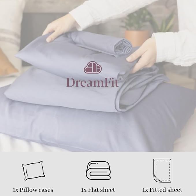 DreamFit DreamCool 100% Pima Cotton Sheets with Elastic Corner Straps 20 Inch Extra Deep Pocket Crafted in USA Bedding Guaranteed to Stay On Luxury Sheets Twin Sheets Set Sage