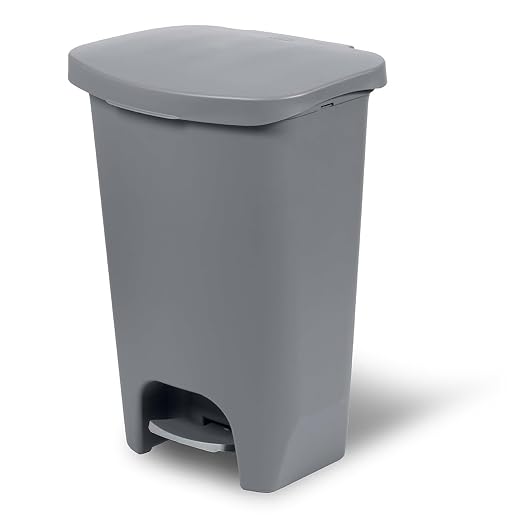 Glad Kitchen Trash Can | Large Plastic Waste Bin with Odor Protection of Lid | Hands Free with Step On Foot Pedal and Garbage Bag Rings, 13 Gallon, Grey by GladTrashFoodStorage