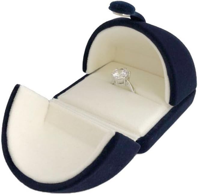 Elegant Blue Velvet Ring Box for Engagement Wedding Birthday Anniversary Valentine's Day Present Gift Luxurious Jewelry Case Storage Display Packaging Shows (Jewelry is not included) by SVEADISPLAY