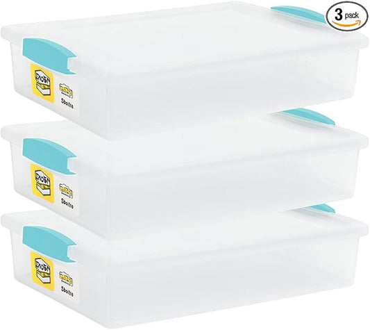 Tribello Plastic Storage Containers With Lids For Organizing, 6 Quarts - (Large - 14 x 11 x 3)