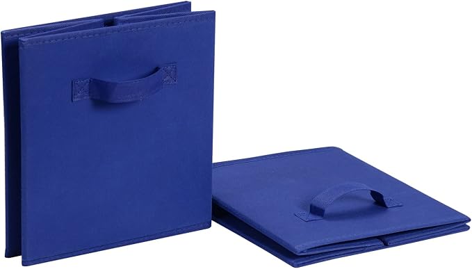 Amazon Basics Collapsible Fabric Storage Bins, Cube Organizer with Handles, 13"x13"x13", Navy, 6-Pack - Image 4