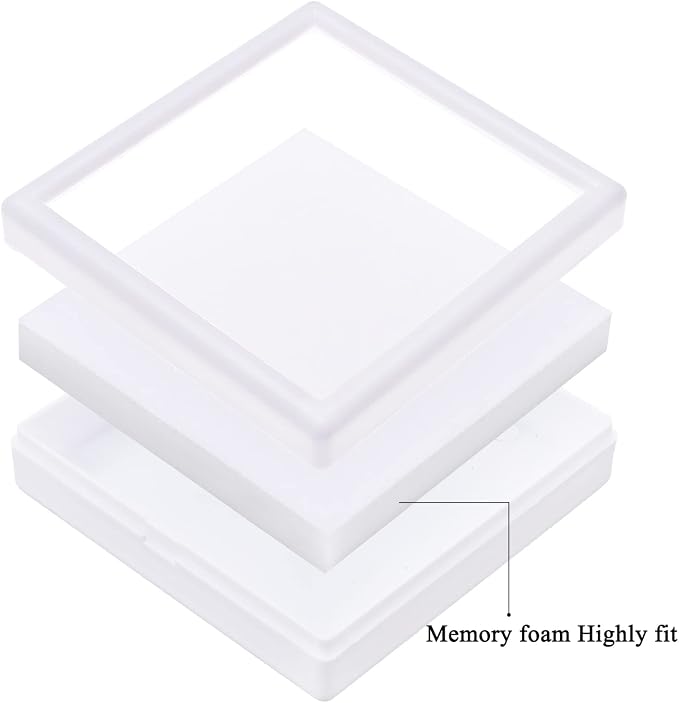 BENECREAT 6Pcs White Plastic Boxes with Sponge Inside Gift Boxes Clear Window Presentation 3.5"x3.5"x1" for Jewelry Birthday, Mother's Day Festival Gift Packing - Image 4