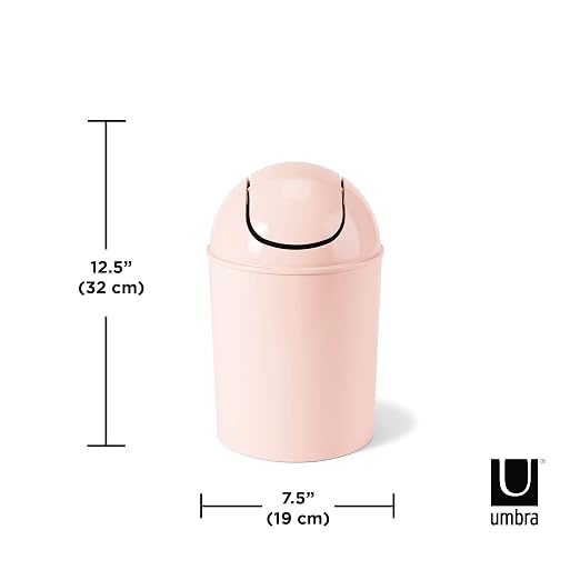 Umbra 1.25 Gallon Mini Waste Can with Removable Swing-Top Lid - Small Garbage Bin for Kitchen, Bathroom, Bedroom, Office - Compact Trash Can Fit Under Tables & Counters - Pink - Image 2