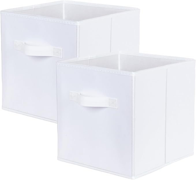 ShellKingdom Storage Bins, Foldable Fabric Storage Cubes and Cloth Organizer Drawer for Closet and Toys, 2 Pack (White) by ShellKingdom