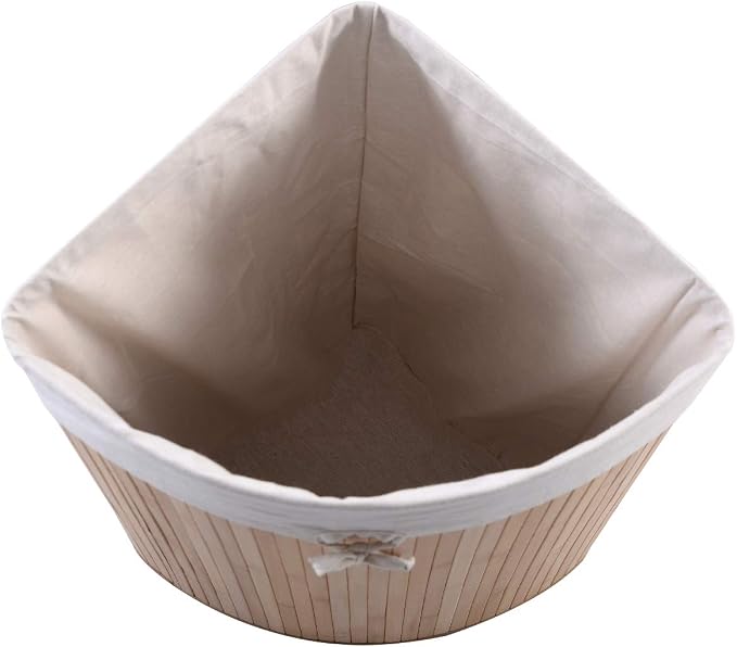 GOFLAME Corner Bamboo Laundry Hamper with Lid and Removable Liner, Washing Clothes Basket Storage Bin with Handle, Suitable for Bedroom, Bathroom, Laundry (Natural) - Image 8