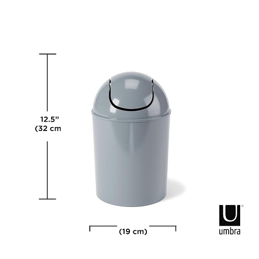 Umbra 1.25 Gallon Mini Waste Can with Removable Swing-Top Lid - Small Garbage Bin for Kitchen, Bathroom, Bedroom, Office - Compact Trash Can Fit Under Tables & Counters - Steel Blue - Image 4