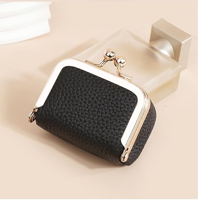 Genuine Leather Mini Jewelry Box & Vintage Wallet for Women - Compact Travel Coin Purse, Lipstick Storage Organizer, Retro Leather Clutch Case (Black/Mini) - Image 3