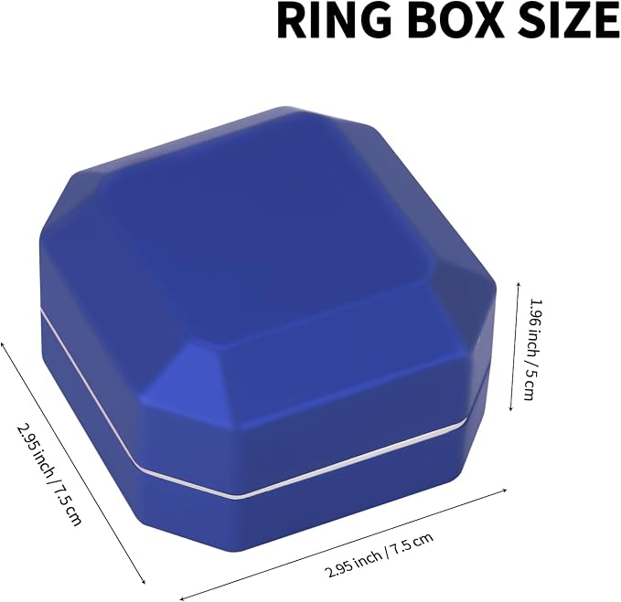 Luxury LED Jewelry Earring Pendant Stud Box, Velvet Earring Necklace Gift Box Storage Case Organizer Holder for Proposal Engagement Wedding Anniversary Birthday Ceremony (Blue) - Image 2