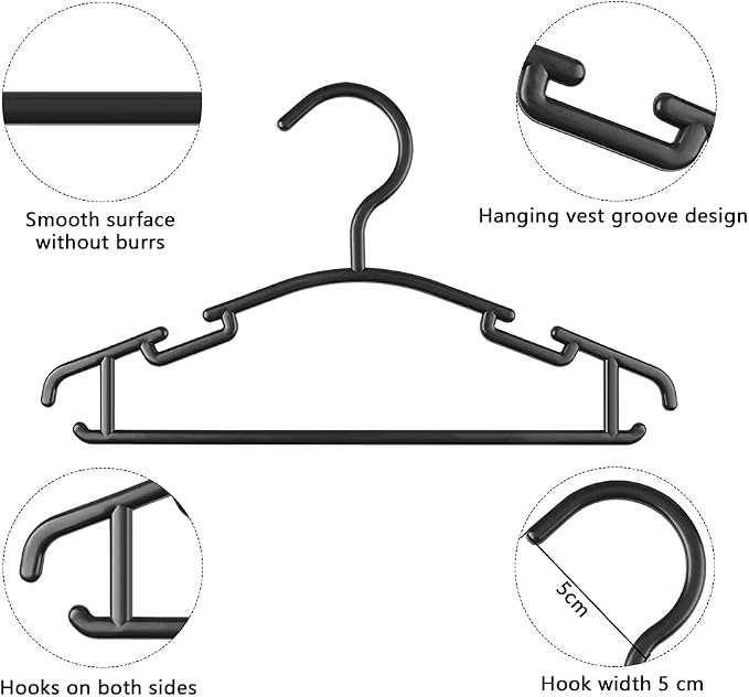 GoodtoU Toddler Hangers Plastic Hanger for Toddler Clothes Baby Hangers 60 Pack Kids Children Hanger Black - Image 2