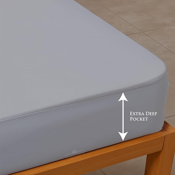 Cot Mattress Protector 48"x75" Waterproof, Terry Soft and Noiseless Mattress Protector Perfect for Daybed 48" X 75" Mattress/Narrow Twin/Cot Size/Rv Bunk/Camping Cot (Light Grey)