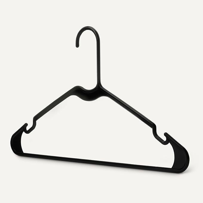 Amazon Basics Space Saving Plastic Clothes Hangers, Sturdy Closet Organizer for Shirts and Jackets, Adult Size, Black, 50-Pack - Image 3