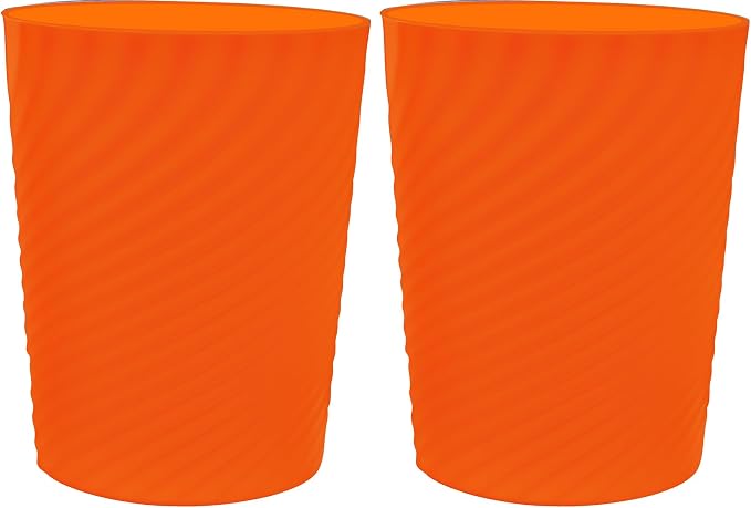 DAJITRE 1.8 Gallon Small Trash Can Wastebasket Recycling Bin Slim Profile for Compact Spaces Bathroom, Office, Bedroom, Kitchen (1.8 Gallon-2pack, Orange) by DAJITRE