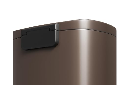 Garvee 13 gal (50 L) and 2.6 gal (10 L) Metal Trash Can Combo Set, Rustproof Garbage Can with Lid, Step-on Trash Bin with Inner Bucket, Rear Handle, Brown - Image 6