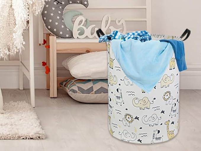 HIYAGON Baby Laundry Hamper Basket Baby Hamper for Nursery Boy and Girl Cute Kids Toys Storage Bin Organizer Animal Room Decor(Animals) - Image 5