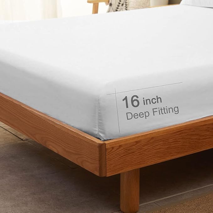 SONORO KATE Bed Sheet Set Super Soft Microfiber 1800 Thread Count Luxury Egyptian Sheets 18-Inch Deep Pocket Wrinkle and Hypoallergenic-4 Piece(California King White)