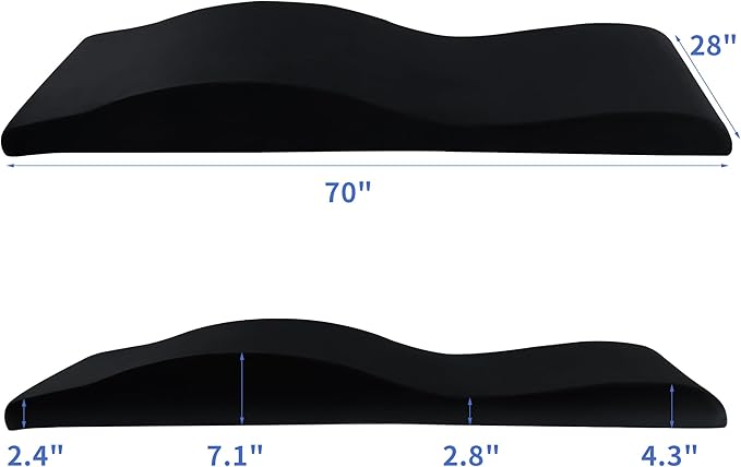 HOMBYS Ergonomic Curvy Foam Massage Bed Mattress Topper, Massage Table Mattress Topper with Removable Velvet Cover, Non-Slip Lash Bed Cushion Only for Beauty Salon(Bed Not Included), Black
