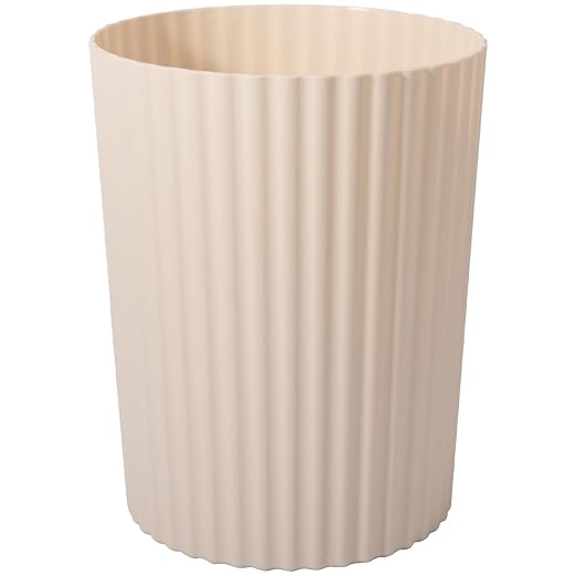 JiatuA Small Trash Can Plastic Wastebasket Round Garbage Container Bin for Bathroom, Kitchen, Bedroom, Home Office, College Dorm, Beige by JiatuA