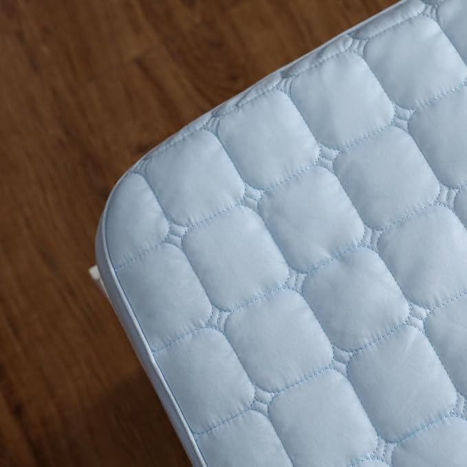 Quilted 100% Cotton Mattress Cover – 6 Colors, Machine Washable, Breathable & Stretchy, Fits up to 16-Inch Deep, Twin/Full/Queen/King (Blue, Twin)