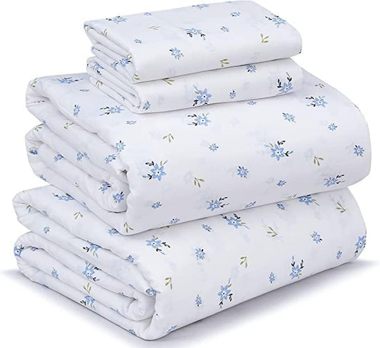 RUVANTI 100% Cotton Sheets – California King Percale Bedding, Cooling & Breathable Floral Design, Durable with a Crisp, Soft & Comfortable Feel, 14" Deep Pocket, 4-Piece Set, Phulkari