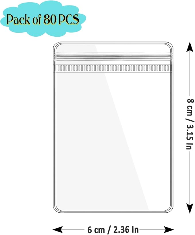 Jewelry Pouch Clear Self Seal Plastic Zipper Bags for Earrings Rings Packing Storage Transparent PVC Lock Pouches, Pack of 80 - Image 2