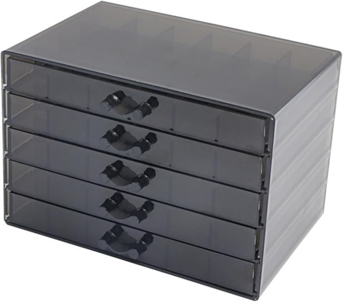 Feadily Acrylic Jewelry Organizer Box, Jewelry Drawer Organizer With 5 Drawers 120 Grids, Black by Feadily