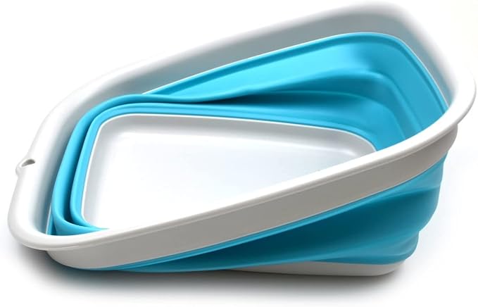 SAMMART 9.45L (2.5 Gallon) Collapsible Tub - Foldable Dish Tub - Portable Washing Basin - Space Saving Plastic Washtub (Bright Blue, M) - Image 5