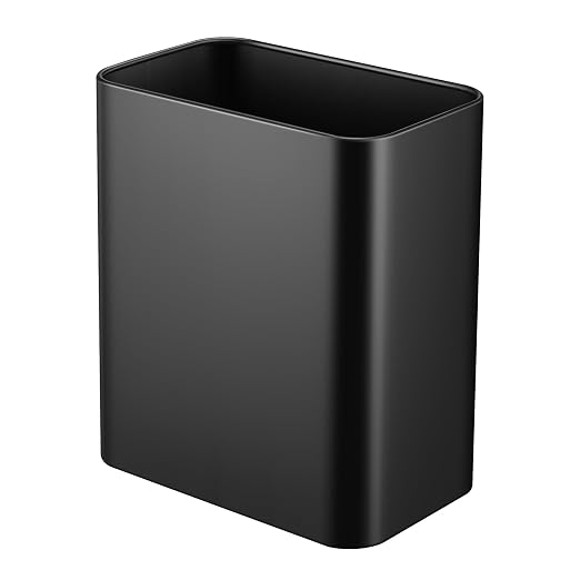 TIPGO Small Metal Trash Can, 2.1 Gallon Slim Trash Can for Bathroom, Wastebasket Garbage Bin for Bedroom, Office, Kitchen, Under Sink (Matte Black) by TIPGO