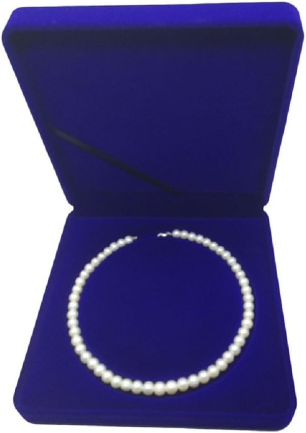 Jewelry Set Velvet Box Necklace Earring Ring Necklace Bracelet Gift Display Case Wedding Jewelry Storage Holder (Royal Blue for Pearl Necklace) by JunningGor