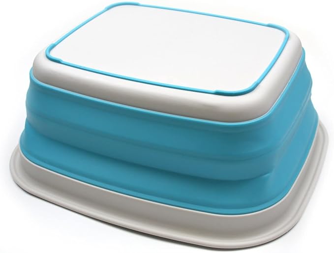 SAMMART 9.45L (2.5 Gallon) Collapsible Tub - Foldable Dish Tub - Portable Washing Basin - Space Saving Plastic Washtub (Bright Blue, M) - Image 6