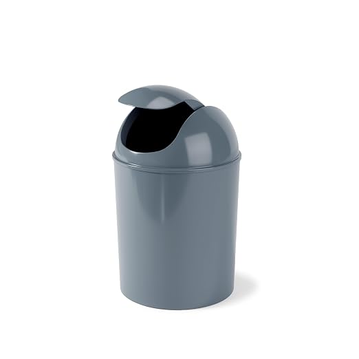 Umbra 1.25 Gallon Mini Waste Can with Removable Swing-Top Lid - Small Garbage Bin for Kitchen, Bathroom, Bedroom, Office - Compact Trash Can Fit Under Tables & Counters - Slate Blue - Image 3
