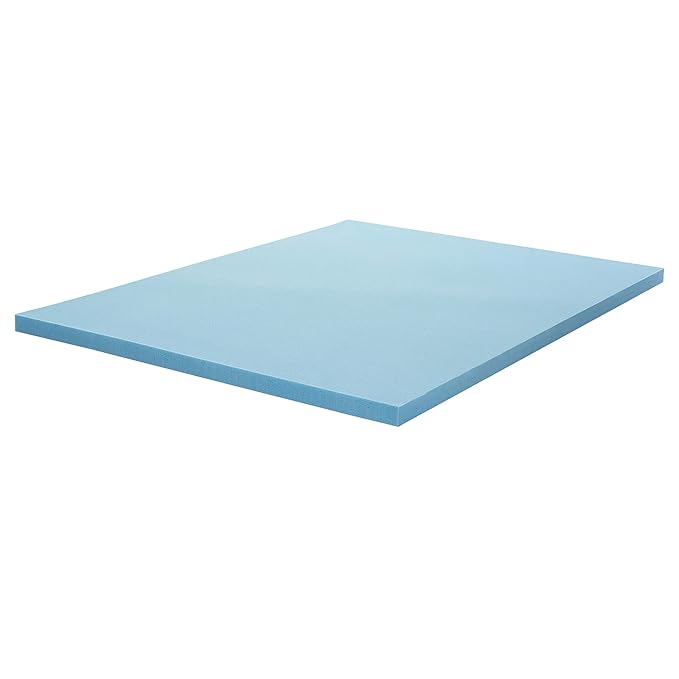 Treaton, 3-Inch Gel Memory Foam Mattress Topper, CertiPUR-US Certified for Superior Comfort and Support, Full, Blue