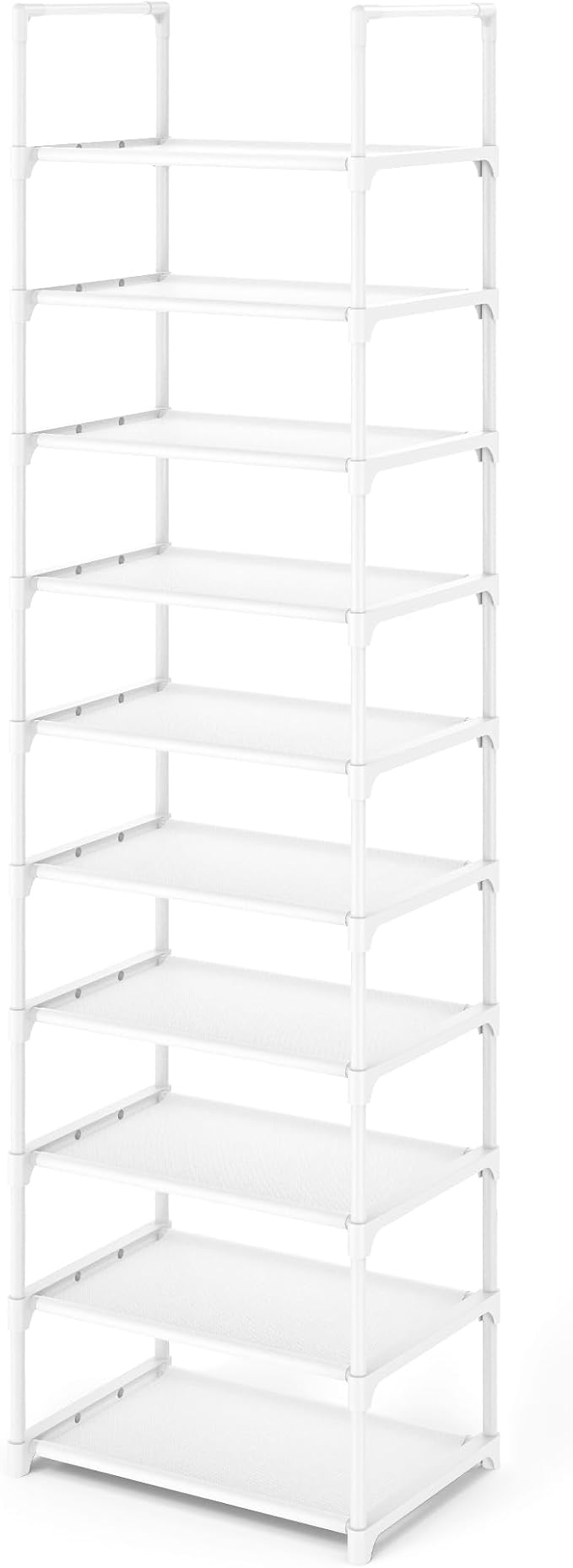 Kitsure Shoe Rack - 10-Tier Shoe Organizer with Detachable Fabric Shelves & Metal Frame, Tall Shoe Rack for Closet, Entrance, Living Room, 16.9" Wide - 10 Tier, White by Kitsure