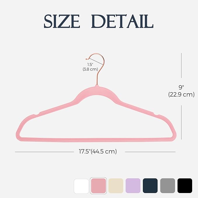 HOUSE DAY Pink Velvet Hangers 100 Pack, Premium Non-Slip Felt Clothes Hangers, Sturdy Heavy Duty Coat, Durable Hanger for Suits, Space Saving with No Hanger Mark, 360° Swivel Rotating Rose Gold Hook - Image 7