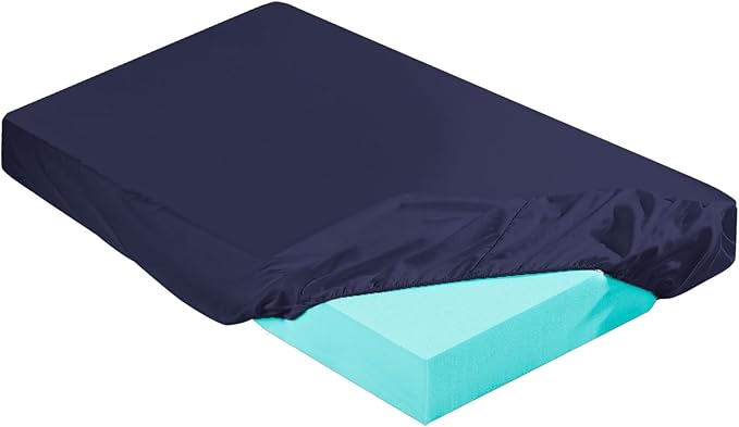 2-3 Inch Mattress Topper Cover (Only Cover) Memory Foam Protector Microfiber Memory Foam for Latex Mattress Topper Gel RV(Twin 75 x 38 Inch,Navy Blue)