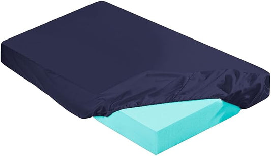 2-3 Inch Mattress Topper Cover (Only Cover) Memory Foam Protector Microfiber Memory Foam for Latex Mattress Topper Gel RV(Twin 75 x 38 Inch,Navy Blue)