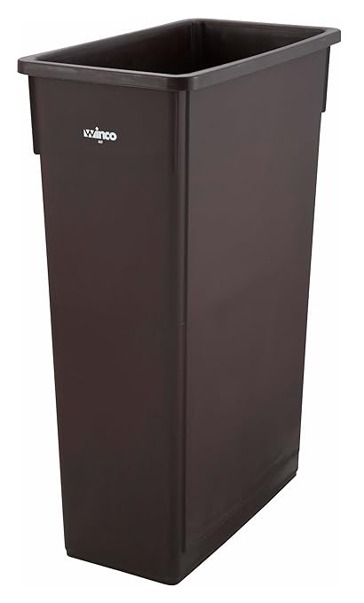 Winco Slender Trash Can, 23-Gallon, Brown by Winco
