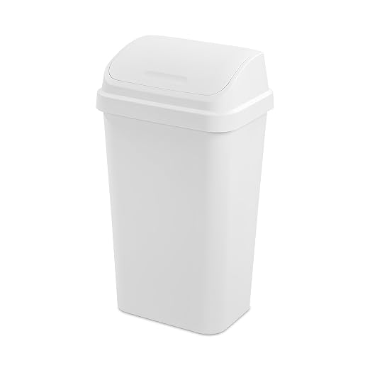 Sterilite 4-Pack Swing Top Wastebasket, Sleek Square Profile Trash Can, 13 Gallon, White - Modern Garbage Bin for Kitchen, Bathroom, Garage and Workspace, Fits 13 Gal Liners by Sterilite