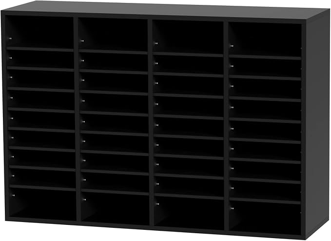 VEVOR Wood Literature Organizer, 36 Compartments, Mailboxes Slot with Removable Shelves, File Sorter for Office, Home, Classroom, or Mailrooms Organization, Black - Image 9