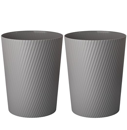UUJOLY Small Trash Can Wastebasket Garbage Can Container Bins for Bathrooms, Laundry Room, Kitchens, Offices, Kids Rooms, Dorms (Dark Grey, 2 Pack) by UUJOLY
