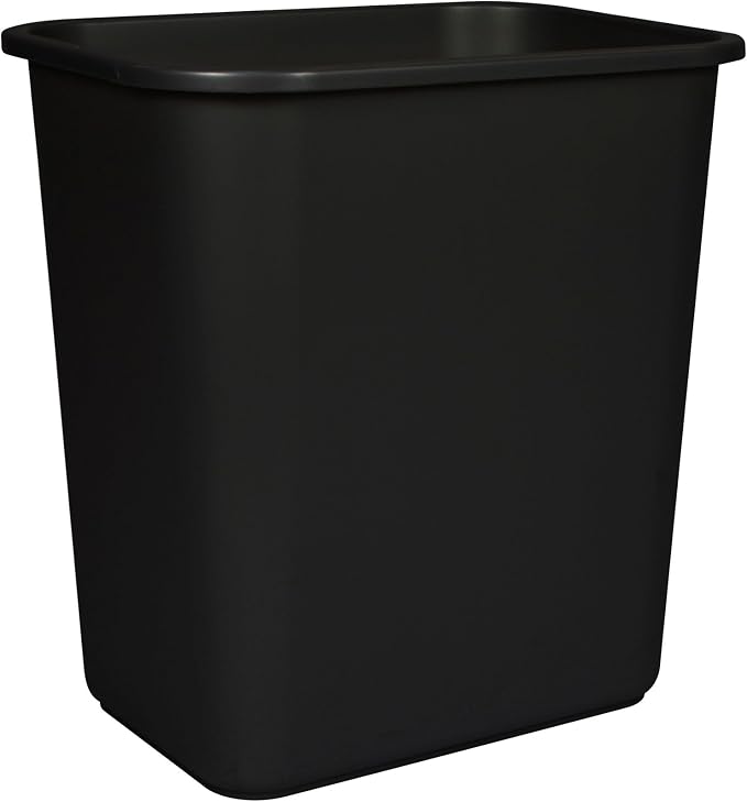 Storex Medium Waste Basket, 15 x 10.5 x 15 Inches, Black, 1 Count (00710A24C) by Storex