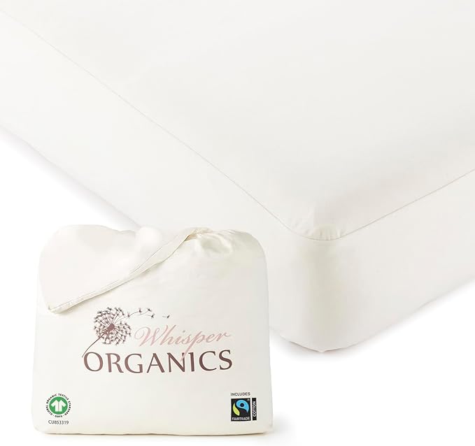 Organic Waterproof Mattress Protector Queen Size - 100% Waterproof Mattress Pad with Quiet & Breathable Triple Layer Protection - Fairtrade & GOTS Certified Durable Machine Washable Design (Queen)