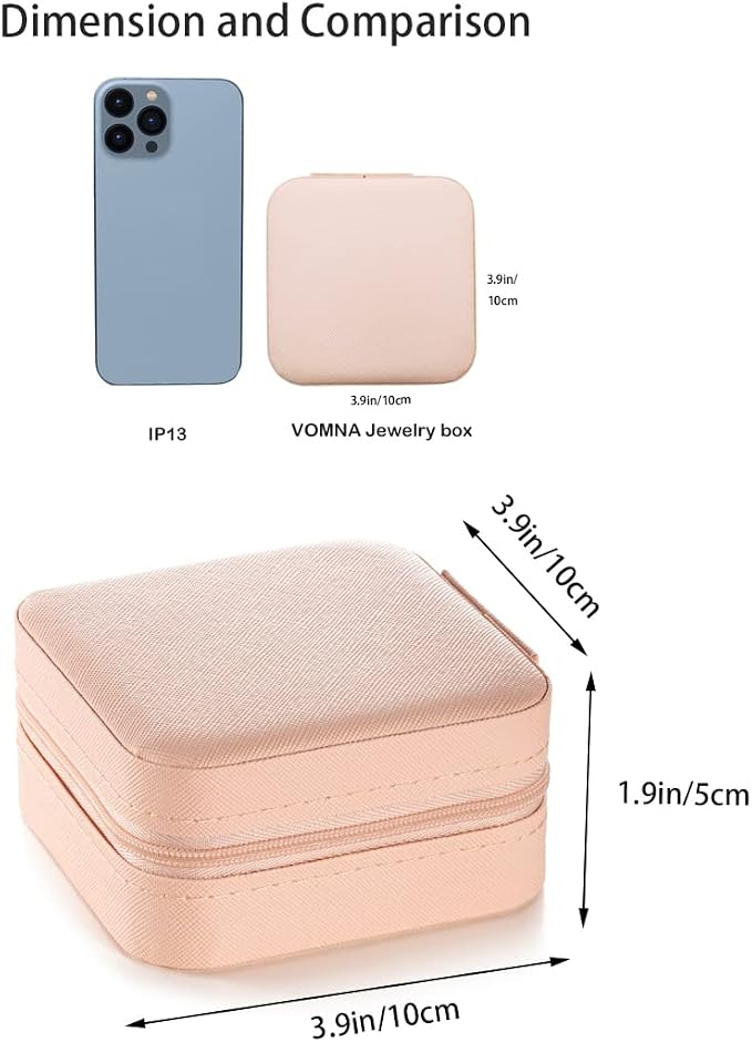 Mini Jewelry Travel Case,Small Jewelry Box,Traveling Jewelry Organizer,Portable Jewellery Storage Holder for Rings Earrings Necklace Bracelet Bangle for Girls Women(Pink - 1 pack) - Image 6
