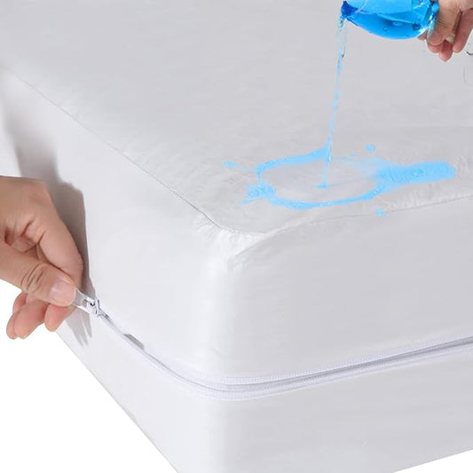 Queen Mattress Protector Fully Zippered Encased Waterproof Urine Proof Cover for Kids and Pets, Fits 6-9 Inch Depth