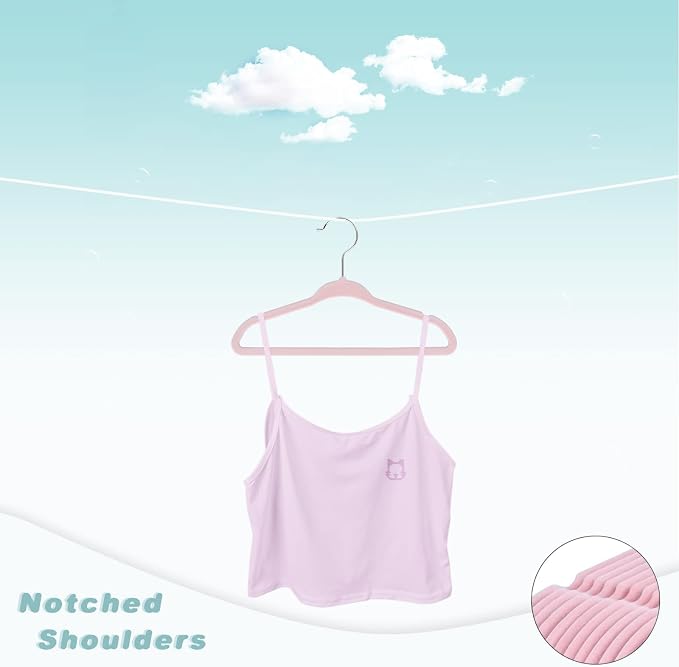 BAGIAL 50 Pack Kids Velvet Hangers 14 Inches Children's Clothes Hangers Non-Slip Baby Hangers for Infant/Toddler (Blush Pink) - Image 3
