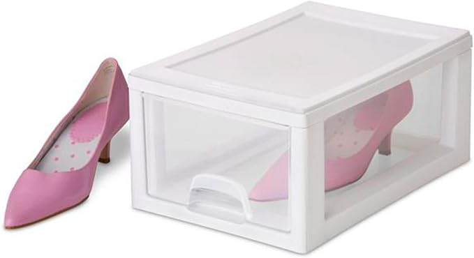 Sterilite 6-Pack 6 Quart Stacking Drawer, Clear Storage Closet Organizer, White Frame - Stackable Modular Plastic Drawers for Clothes, Accessories, Craft Supplies, Shoes or Linens - Image 9