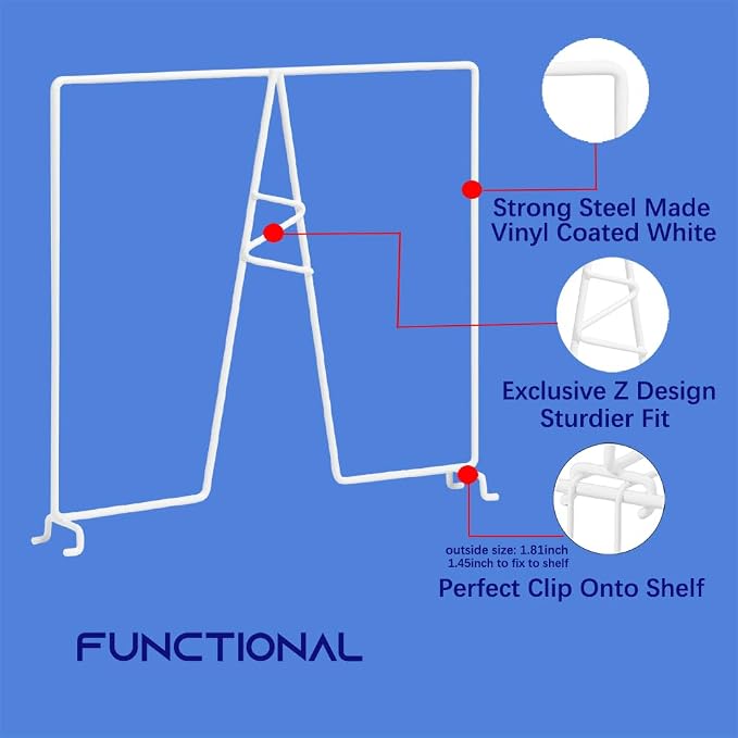 Wire Shelf Dividers - White Closet Organization & Storage Organizer - No Tool Shelf Divider for Wire Shelves - Metal Shelf Accessories – for 12“ Deep Wire Shelves – Tall 12” Height – 24 Pack - Image 3